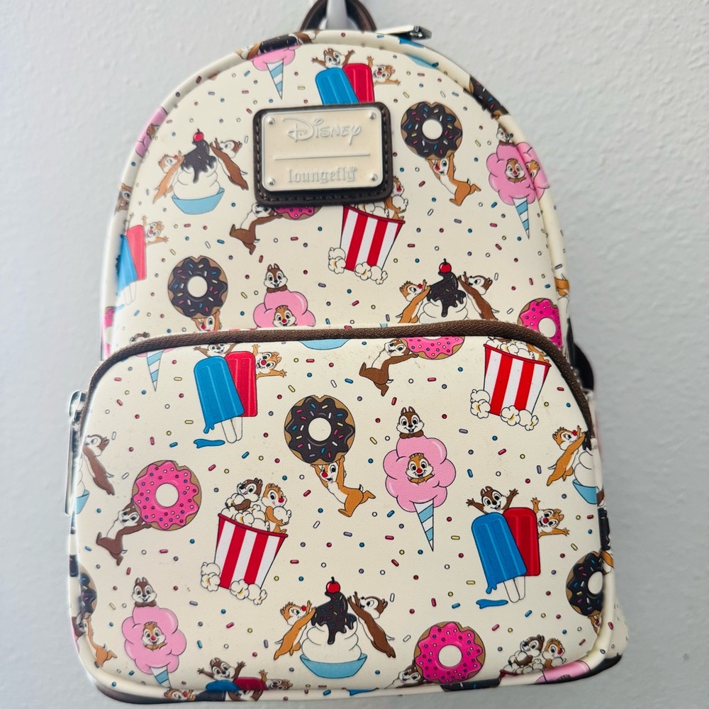 Disney x Loungefly Chip & Dale Mini Backpack - Cream with Multicolor Print